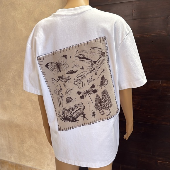 Toad and Mushroom Graphic White T-Shirt Size L - Picture 3 of 5